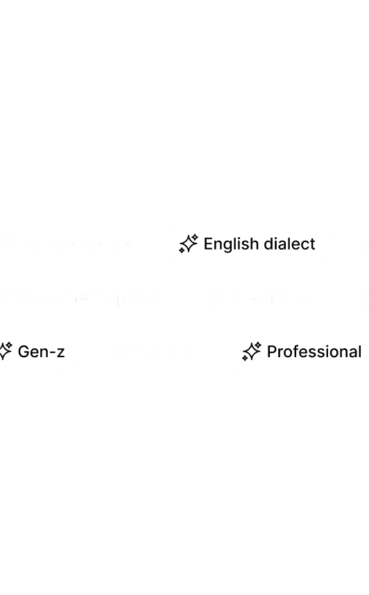 Tone pills like Brand essence, English dialect, Customer support, Gen-z, Serious, and Professional that AI Agents follow.