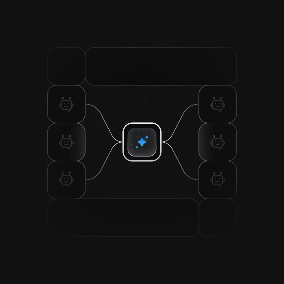 Network diagram showing AI Agents routing chats from multiple sources to the right teammate.