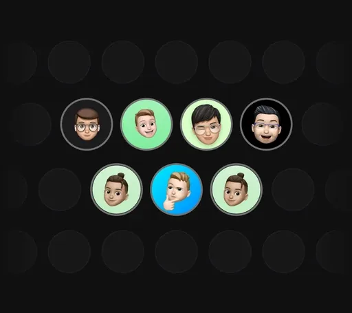 Audience segmentation grid with selected memoji avatars representing a precisely targeted broadcast list.
