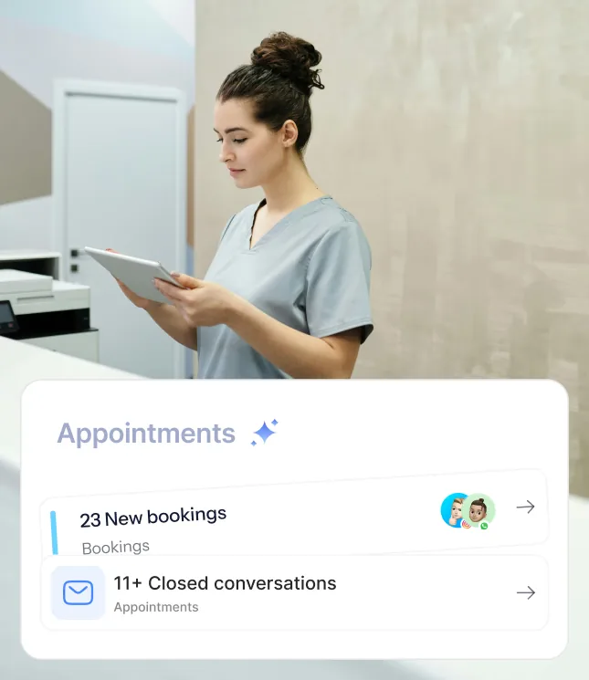 Healthcare inbox with appointment confirmations and patient follow-ups routed across channels.