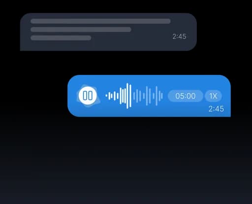 Voice message and chat bubbles representing team alignment in conversations.